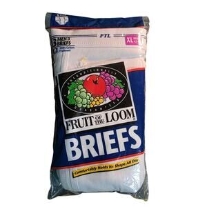 VTG Fruit Of The Loom 3 Pack Men’s White Briefs XL 42 44‎ Underwear